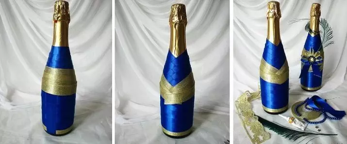 زجاجات ديكور: زخرفة جميلة من زجاجات الزجاج من النبيذ بأيديهم، والديكور مع الخيوط والجوارب، لرجل وامرأة 25995_35