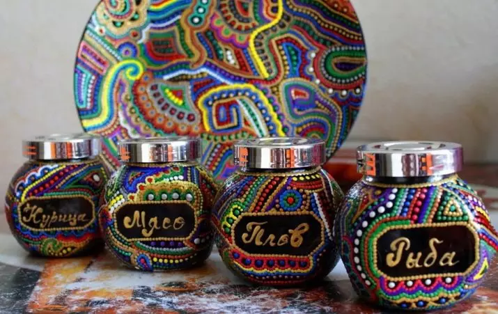 如何用自己的手裝飾罐子？裝飾玻璃銀行威普和裝飾的咖啡咖啡廚房，新年的裝飾罐用果醬 25997_51