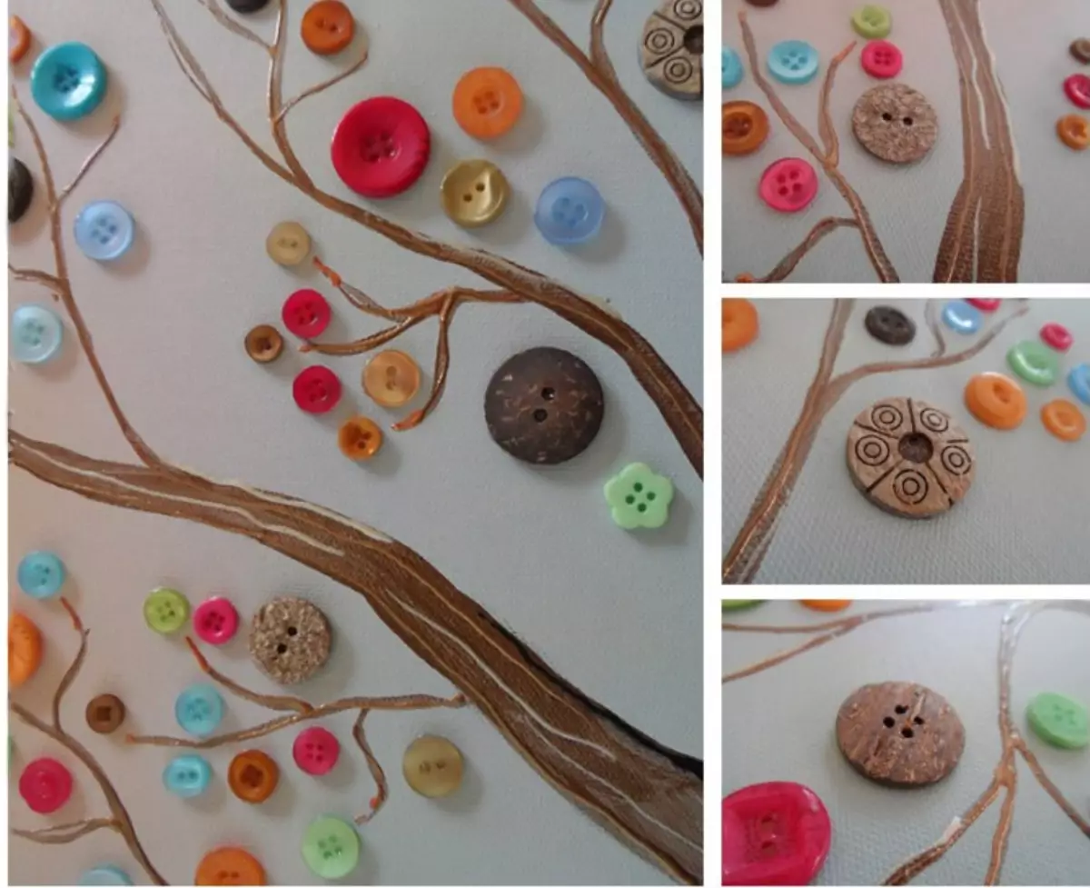 Obrt od gumba (56 fotografija): Appliques za djecu s vlastitim rukama, jeseni obrti na kartonu za vrtić na majstorskoj klasi, obrt na tkaninama kod kuće 26003_46