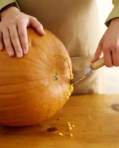 Pumpkin na noč čarovnic (37 fotografij): Kaj je simbol buče? Legenda o tem, zakaj je buča začela simbolizirati halloween. Kako se odreže? 26014_17