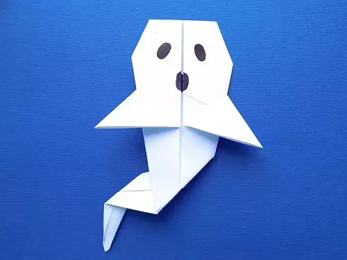 Origami On Halloween. Ինչպես դրանք դարձնել թղթի A4 փուլերից: Մոլախաղեր Տեսիլքներ եւ սարդեր, սկսնակների համար դդումներ ստեղծելու թեթեւ սխեմաներ, այլ արհեստներ 26015_15