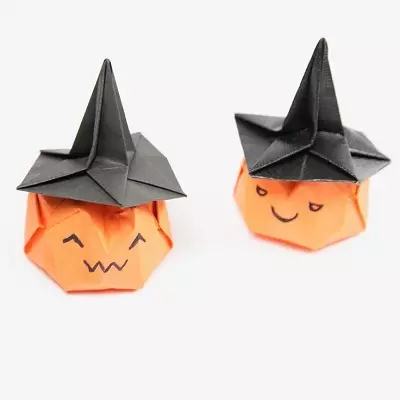 Origami pada Halloween: Cara Membuatnya Dari Kertas A4 Tahap? Hantu dan laba-laba yang menakutkan, skema cahaya untuk membuat labu untuk pemula, kerajinan lainnya 26015_23