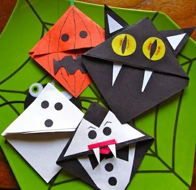 Origami ing Halloween: Cara nggawe saka Tahap A4 Paper? Hantu sing medeni, skema cahya kanggo nggawe pumpa kanggo pamula, kerajinan liyane 26015_3