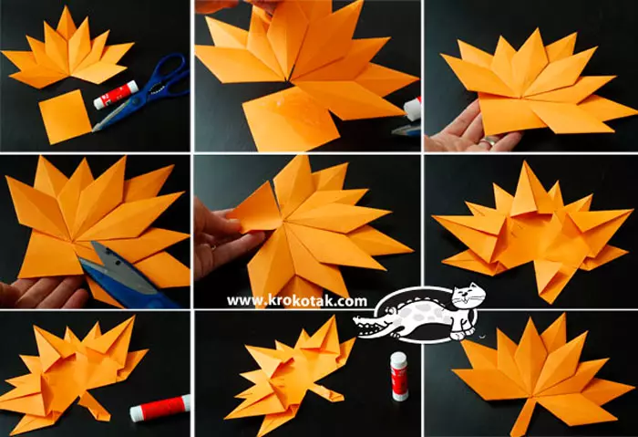Karton El Sanatları (59 Fotoğraf): Çocuklar Sonbahar El Sanatları için kendiniz nasıl yapılır? Işık şemaları. Ev için renk kartondan başka hangi el sanatları yapılabilir? 26029_17