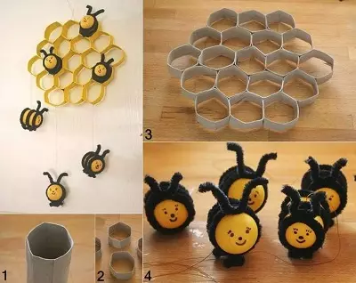 DIY Cinders: زنبور عسل از تخم مرغ های زنبور عسل آن را برای مهد کودک، صنایع دستی پاییز برای کودکان، قارچ، گربه و ایده های دیگر انجام دهید 26075_37