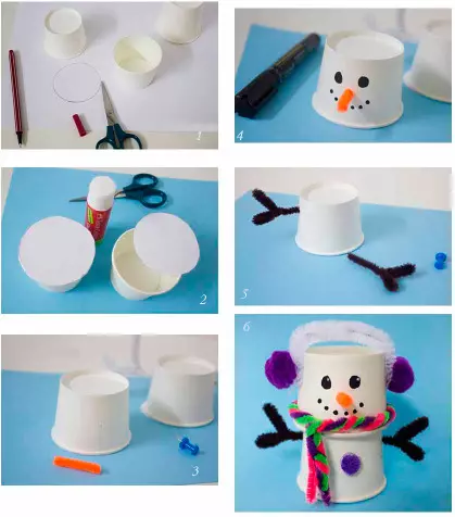 Artesanía de CUPS: a partir de lentes de papel desbotables e de papel, artesanía coas súas propias mans para nenos, artesanía de outono de vidro e fíos e outras ideas 26089_16