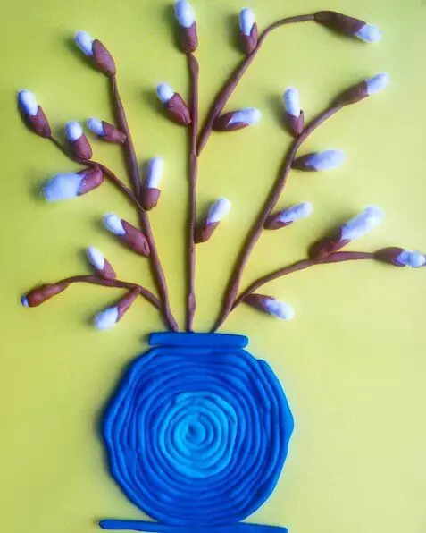 Spring Crafts: Wat te doen op lenteonderwerp naar school en kleuterschool doet het zelf? Lichtboeketten en ambachten van natuurlijke materialen 26114_46