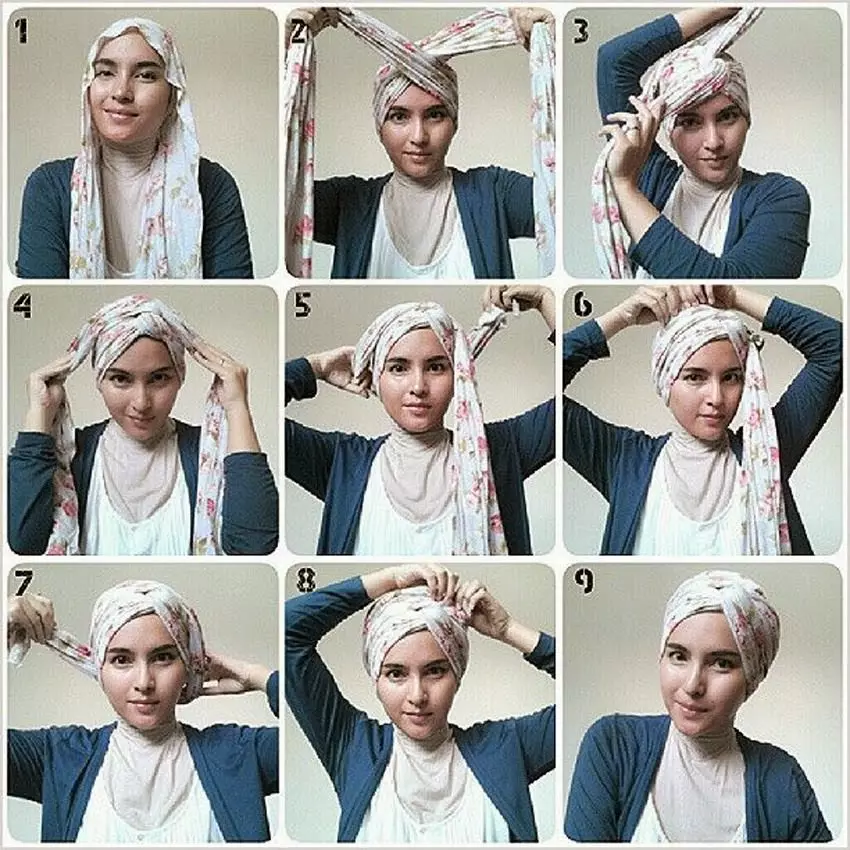 Πώς να δέσετε ένα Chalm σε ένα κεφάλι κασκόλ; Πόσο όμορφη για να φτιάξετε ένα γυναικείο turban με τα δικά σας χέρια; Πώς να δέσετε έναν άνδρα κασκόλ; 2611_16