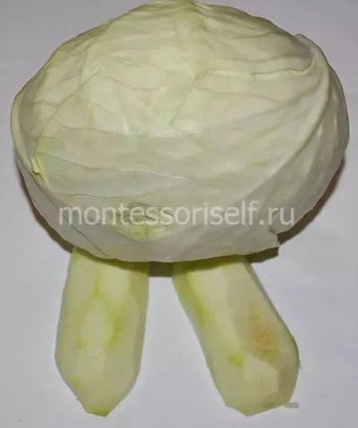 Cabbage Crafts: Hoe kinne jo it sels meitsje yn beukerskoalle foar de hjerstfakânsje? Autumnhuorren by de tentoanstelling nei skoalle. Watches en Smesharik, hûn en Kolobok, oare ambachten 26136_10