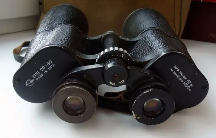 Binoculars ee USSR: Moodooyinka Soofiyeeti ee ugu fiican 6 ilaa 7x50, 8x30 iyo 20x60, dulmar guud oo ku saabsan binoculars kale oo xoog badan iyo sannado badan oo lagu sii daayo 26161_8