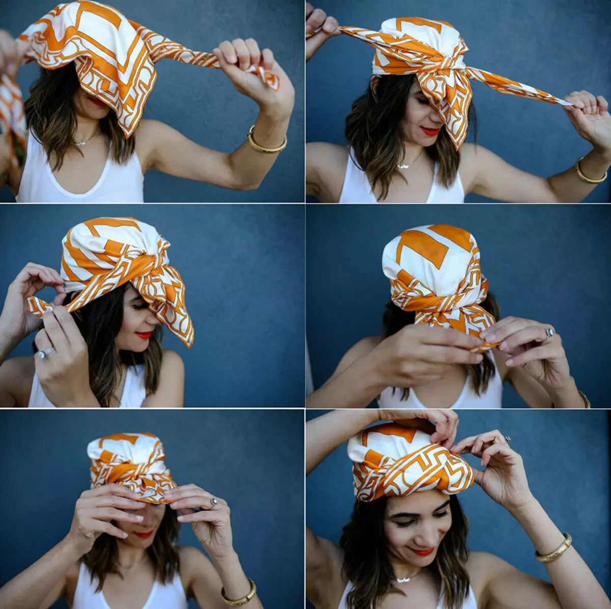 Kako napraviti chalm iz maramicu? 46 fotografija Kako vezati šal u obliku turbana na glavi sa svoje ruke? Korak-po-korak sheme za žene 2617_11