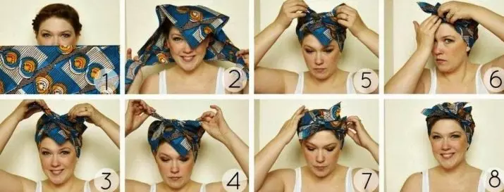 Come fare un chalm da un fazzoletto? 46 Photo Come legare una sciarpa sotto forma di un turbante sulla testa con le tue mani? Schemi passo-passo per le donne 2617_13