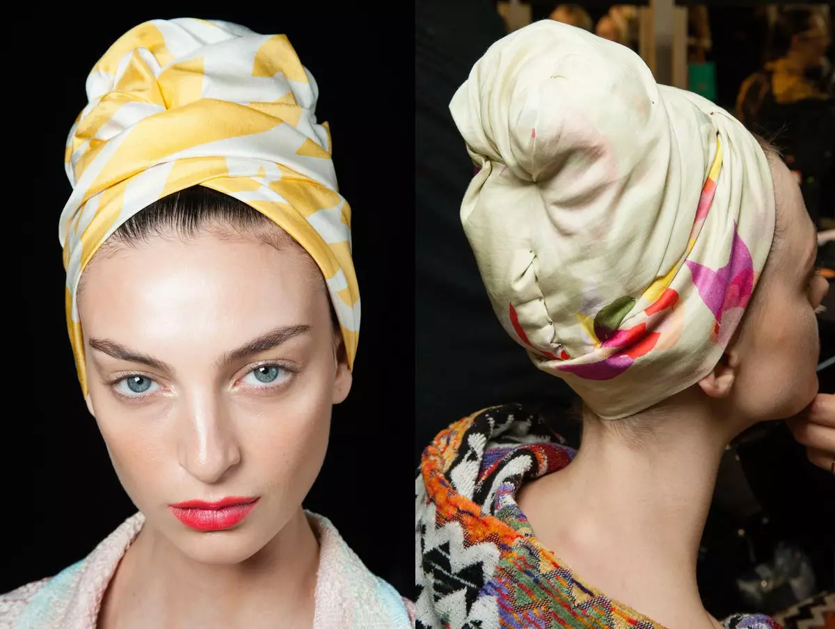 Kako napraviti chalm iz maramicu? 46 fotografija Kako vezati šal u obliku turbana na glavi sa svoje ruke? Korak-po-korak sheme za žene 2617_28