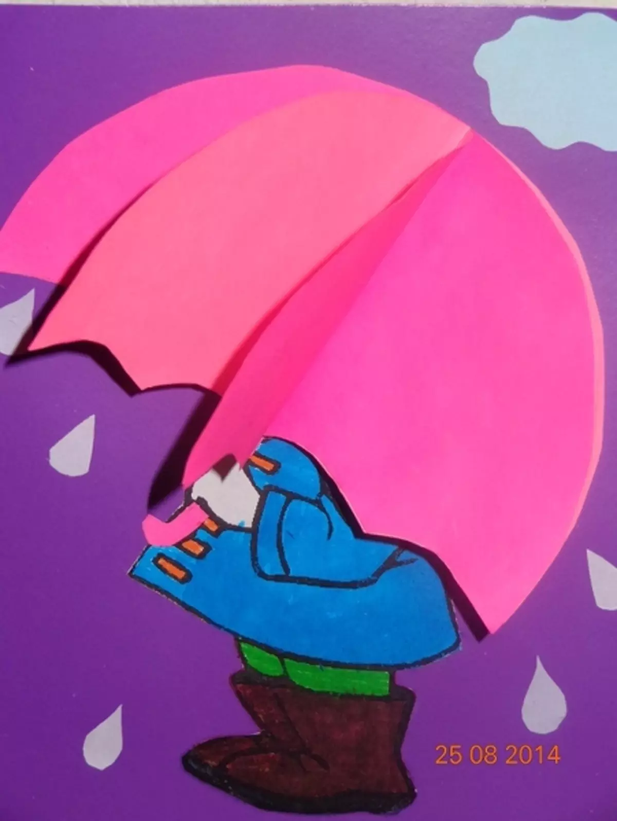 Объемная аппликация девочка с зонтиком