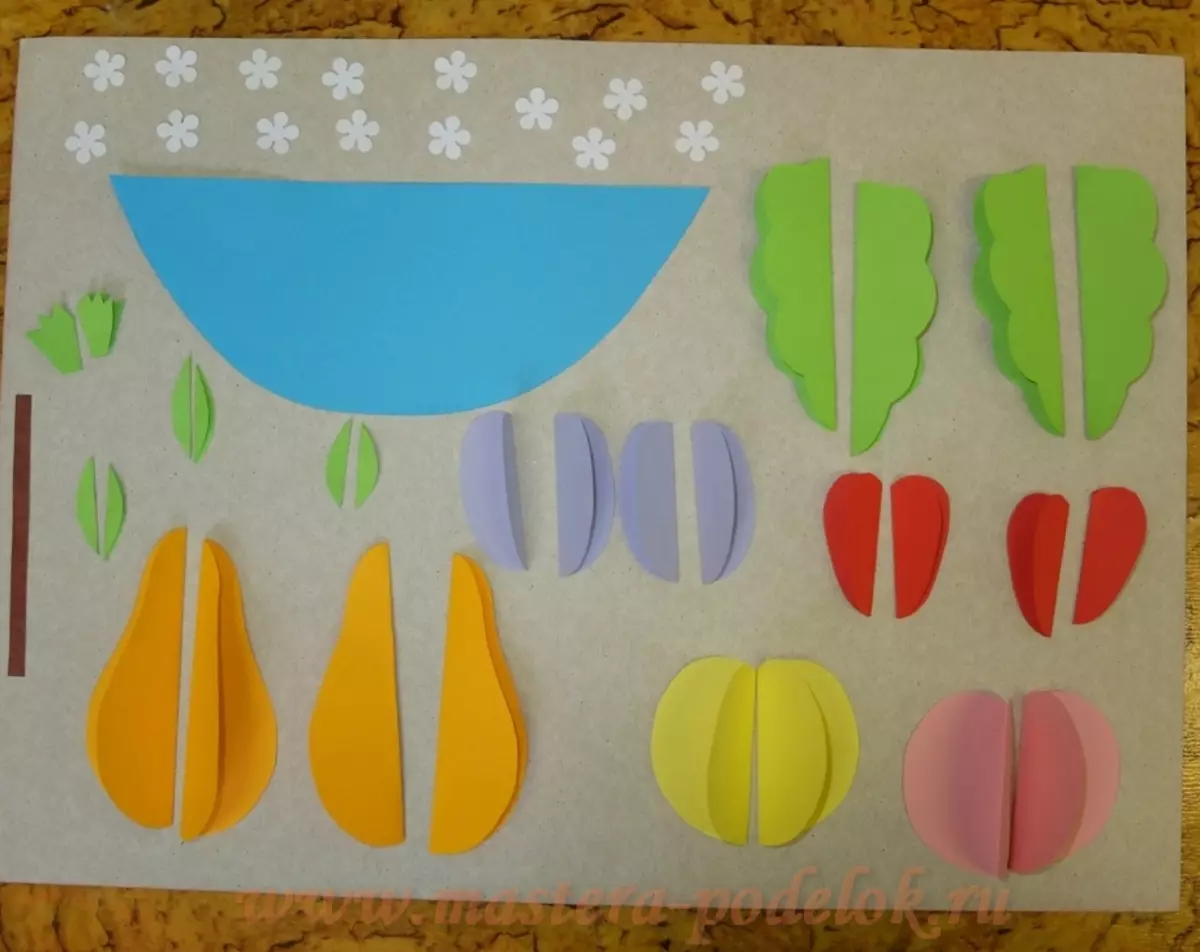 Nášivky pre deti: farebný papier nápadov pre najmenšie deti 1-2 rokov, jednoduché prvých nášivky. Medvedík a parná lokomotíva, žaba a kôň, ďalšie postavy 26365_22