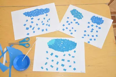 Appliques לילדים: נייר צבעוני רעיונות עבור הילדים הצעירים של 1-2 שנים, פשוט appliques הראשון. דובון וקטר ​​קטר, צפרדע וסוס, דמויות אחרות 26365_7
