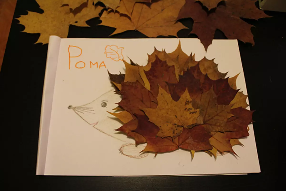 Appliques de feuilles d'érable: artisanat sur papier pour enfants sur le thème 