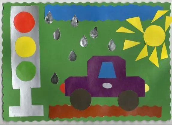 對交通規則的主題應用：“交通規則”，以幼兒園兒童，從彩色紙到學校周圍的跡象。其他工藝品可以做些什麼？ 26374_4