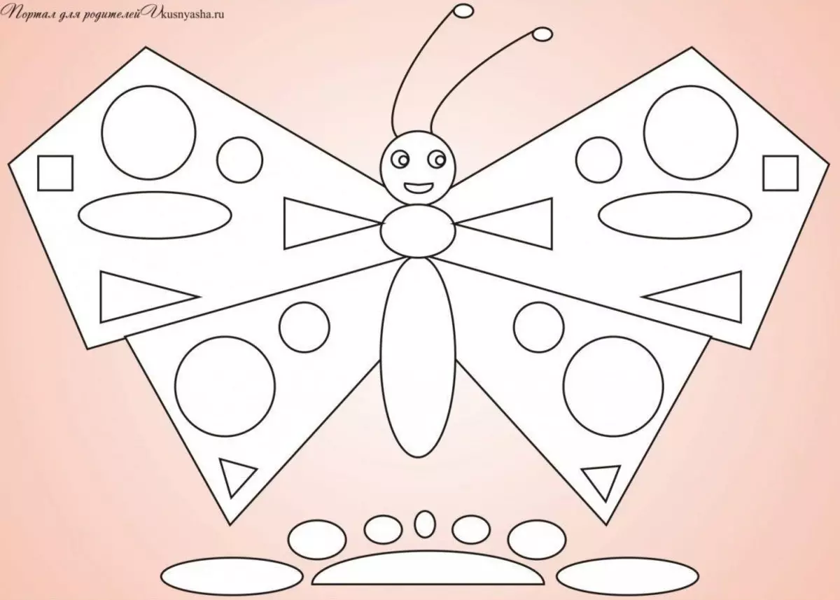 Апликации за пеперутки (37 фотографии): од суви лисја и обоена хартија за деца, од природни материјали, волуметриски и дефект аплицираат 26383_8