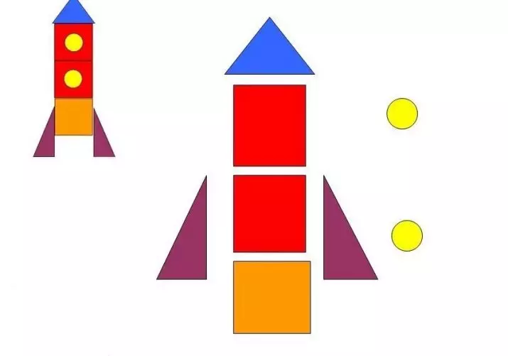 Applikationer lavet af geometriske figurer (67 billeder): Håndværk af dyr fra trekanter til børn 3-4 år, mand og maskine, ræv og stork, hus og andre sammensætninger 26393_13