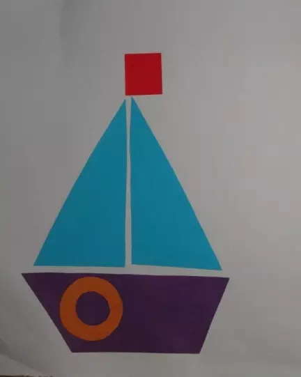 Applikationen aus geometrischen Formen (67 Fotos): Kunsthandwerk von Tieren von Dreiecke für Kinder 3-4 Jahre alt, Mann und Maschine, Fuchs und Storch, Haus und andere Kompositionen 26393_56