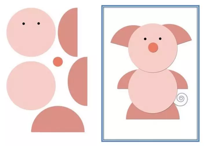 Appliques realizzati con forme geometriche (67 foto): Artigianato di animali da triangoli per bambini 3-4 anni, uomo e macchina, volpe e cicogna, casa e altre composizioni 26393_9