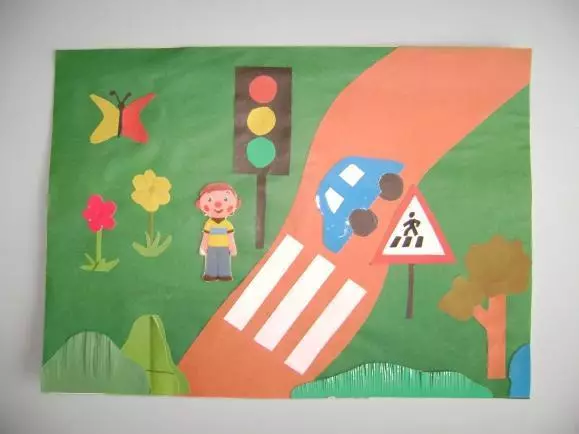 Applique“红绿灯”：幼儿园3-4岁儿童的快乐散装交通灯。如何在阶段制作彩色纸张？其他想法 26396_7