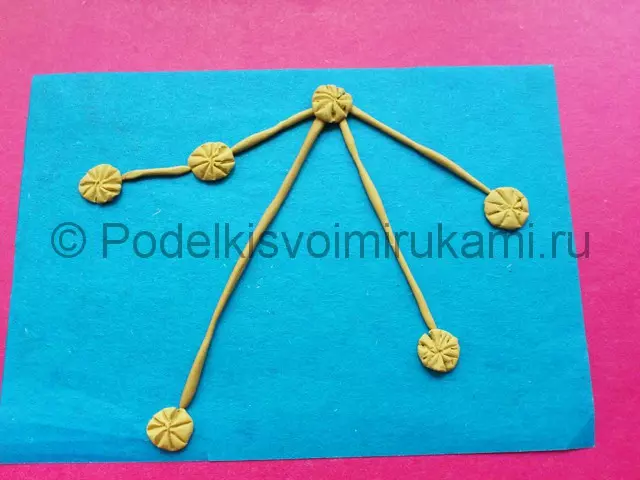 Plastik appliques: Sistem Suria pada kadbod, applique rowan untuk kanak-kanak. Hedgehog dan Constellation, Romashkaya Polyana dan Cendawan, Produk Lain 26400_25