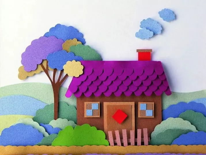Applique“House”：來自Logs和VolumeTric Handbery紙為兒童，來自紙板和比賽，方案和貼花的想法 26422_2