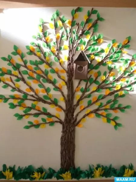來自瓦楞紙和紙板的貼花：兒童的Terethery技術中的花朵，從瓦楞紙板用自己的手，其他想法的樹木的容量堆積 26425_14