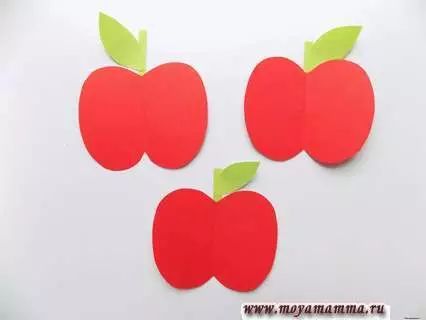 Apple Apprikce: okolité jablko s papierovým listom, jablká v košíku a doske, vydavateľské abňacie, veľké a malé jablká 26431_13