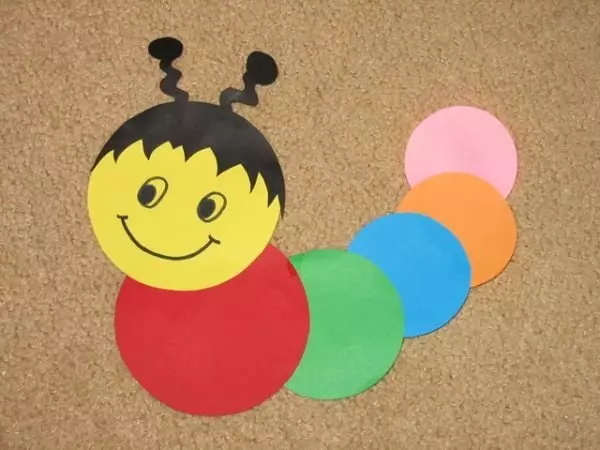 Anvendelse fra cirklerne: Elephant og papegøje fra farvepapircirkler, ChebeBurashka og krabbe til børn, volumetrisk DIY DIY 26432_5