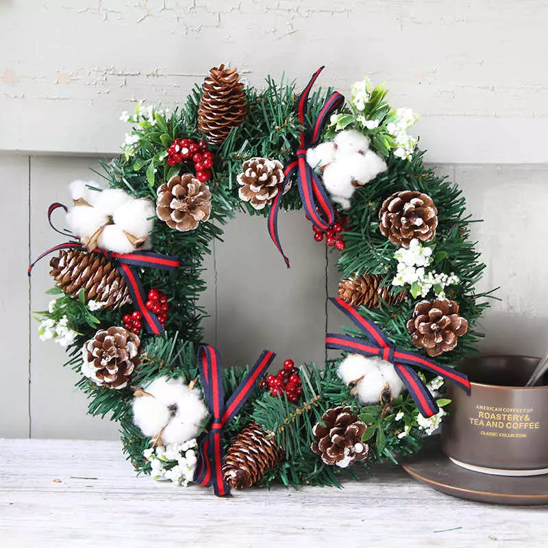 Wreaths Wreaths (Linepe tse 51): monyako le tafoleng. U ka e etsa joang ka bohato? Wreaths ho tloha tinkl le li-tubes, ka likerese le makala, likhetho tse ling 26448_30