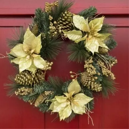 Wreaths Wreaths (Linepe tse 51): monyako le tafoleng. U ka e etsa joang ka bohato? Wreaths ho tloha tinkl le li-tubes, ka likerese le makala, likhetho tse ling 26448_50