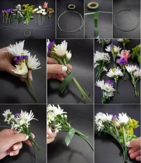 پھولوں کی چادر: زندہ دادیوں اور گلاب کے سر پر کیسے جلدی کریں؟ پھولوں کے پھولوں اور دیگر جنگلی پھولوں سے پھولوں کی چادریں ان کے اپنے ہاتھوں سے. کاغذ کی چادریں 26450_30