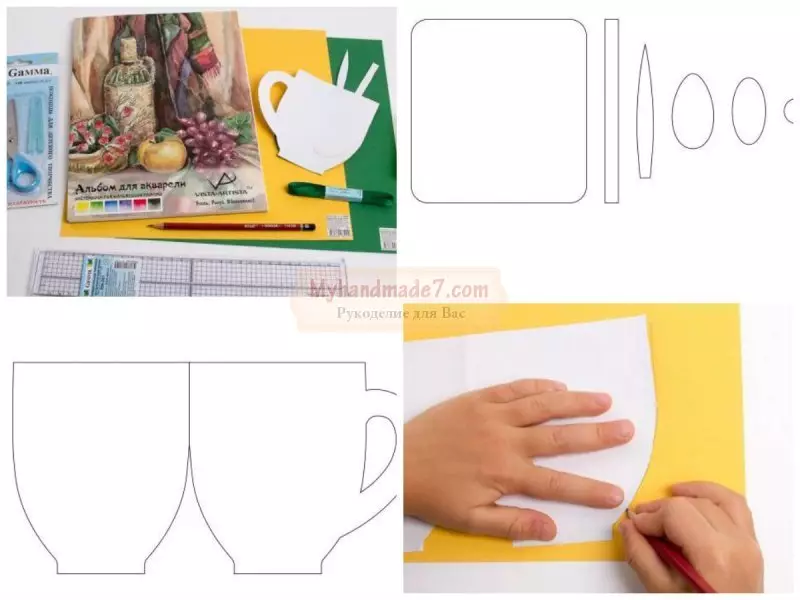Poskaarte uit papier met jou eie hande: Hoe om 'n verjaardag-kaart met 'n sambreel te maak? Gegolfde papier, kaarte met 'n hart en ander 26462_52