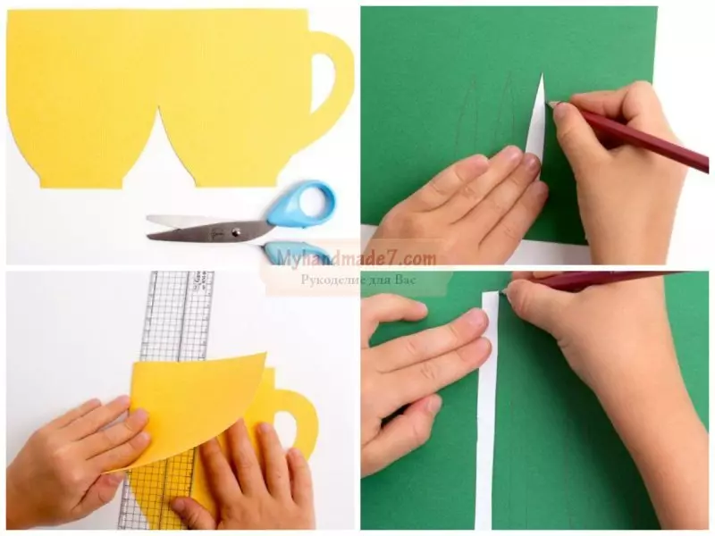 بطاقات بريدية من الورق بيديك: كيفية جعل بطاقة عيد ميلاد مع مظلة؟ الورق المموج، وبطاقات بقلب وغيرها 26462_53