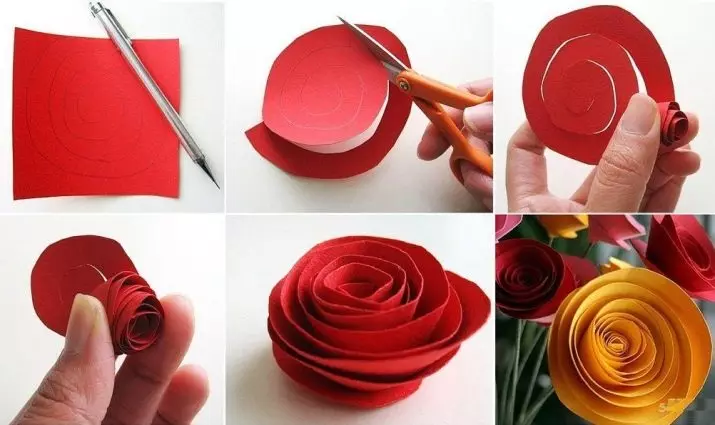 Пощенски картички с цветя с ръцете си: как да се правят цветя от цветна хартия във вътрешността на картичката? Crafts с обемни цветя и се сушат комплекти 26479_35