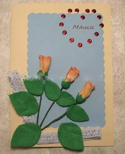 Разгледници со цвеќиња со свои раце: Како да направите цвеќиња од обоена хартија во разгледница? Занаети со волуметриски цвеќиња и исушени сетови 26479_49