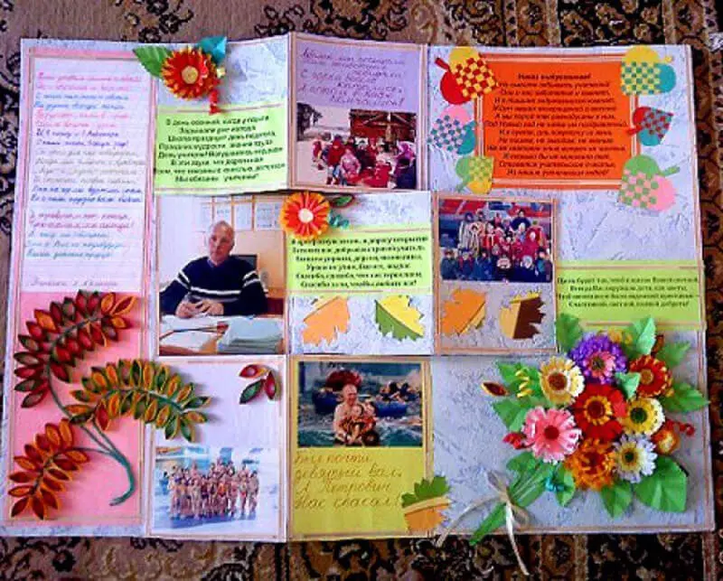 کارت پستال به روز معلم با دستان خود (69 عکس): چگونه کارت های زیبا و نور را از کاغذ و سایر مواد ارسال کنید؟ 26487_67
