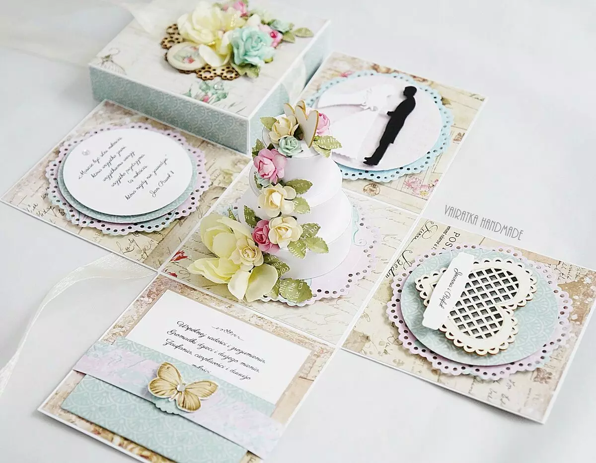 Bir düğün için kartpostallar kendiniz yapın: Düğün kartı parası için zarflar. Bir çocuktan kartpostal nasıl yapılır? Scrapbooking tekniğinde fikirler, ana sınıflar 26490_28
