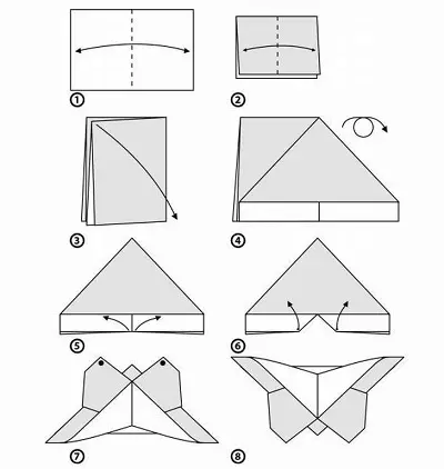 Signets - Coins: Comment faire des signets-origami de papier pour des livres avec vos propres mains en étapes? Coin triangulaire et autres signets, systèmes de fabrication 26493_17