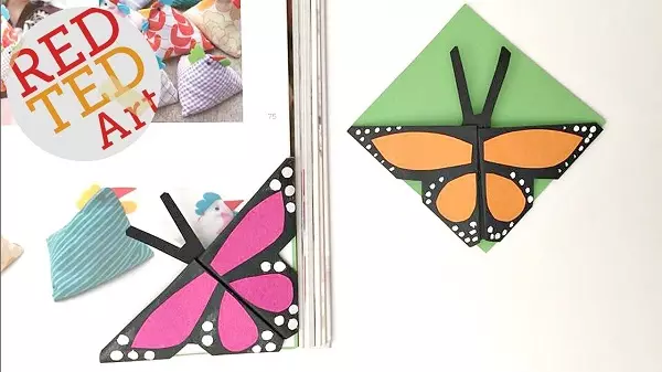 Bogmærker - Hjørner: Sådan laver du bogmærker-Origami fra papir til bøger med dine egne hænder i etaper? Hjørne trekantet og andre bogmærker, fremstillingsordninger 26493_18
