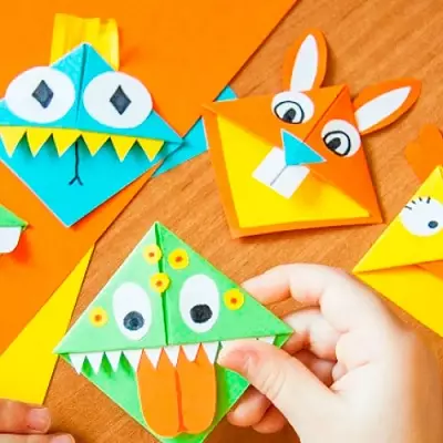 სანიშნი - Corners: როგორ გააკეთოს სანიშნე-origami ქაღალდის წიგნების საკუთარი ხელებით ეტაპობრივად? Corner სამკუთხა და სხვა სანიშნეების, წარმოების სქემები 26493_6