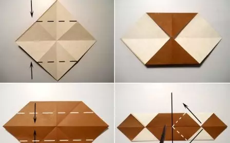 Оригами кыстыргычлары: Кыстармаларны үз кулыгыз белән кәгазьдән ничек ясарга? Күбәләкләр, йөрәкләр, уникор һәм мәче, чатыр, оригами техникасында чатыр һәм башка гади кыстыргычлар 26500_25