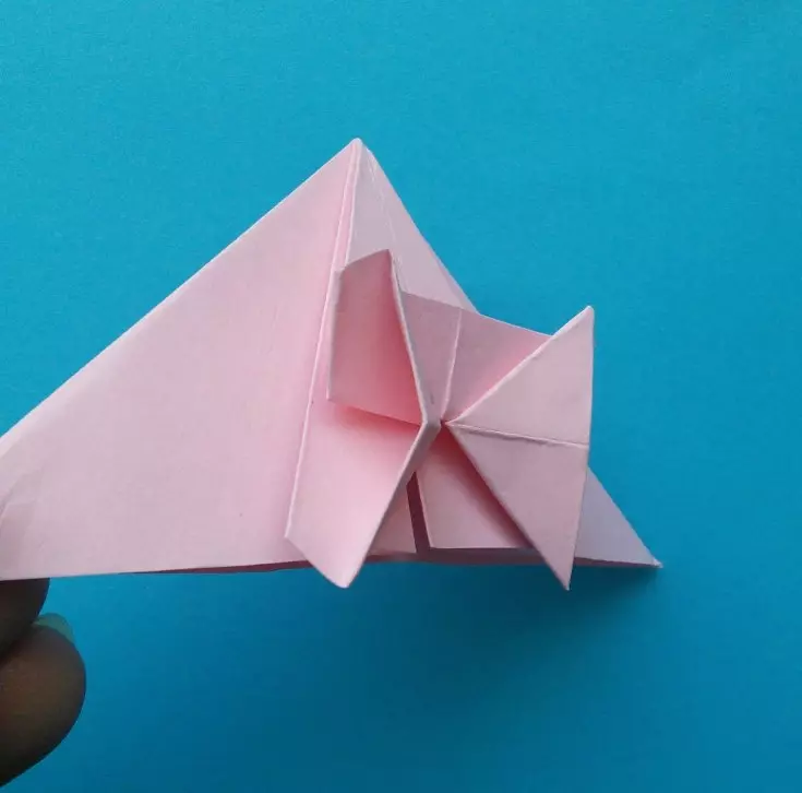 Оригами кыстыргычлары: Кыстармаларны үз кулыгыз белән кәгазьдән ничек ясарга? Күбәләкләр, йөрәкләр, уникор һәм мәче, чатыр, оригами техникасында чатыр һәм башка гади кыстыргычлар 26500_29
