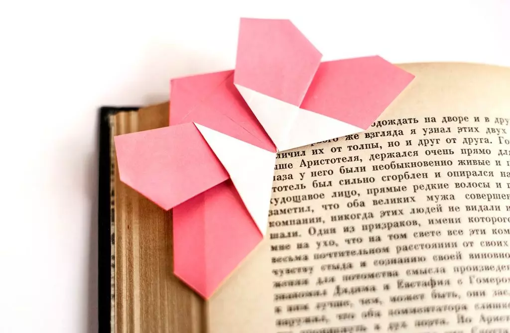 Origami Zaznamki: Kako narediti zaznamke za knjige iz papirja z lastnimi rokami? Metulji in srca, Unicorn in Cat, Chanterelle in drugi preprosti zaznamki v origami tehniki 26500_33