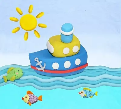 Plasticine-schip: hoe maak je een militaire boot voor kinderen? Hoe maak je een piratenschip met je eigen handen in stadia? Stap-tot-stap zeilboot 26582_3