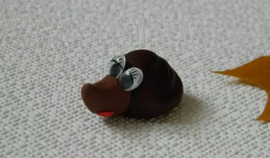 kestane we plasticine (51 Suratlar) gelen Crafts: nähili çaga bir aýy we baykuş etmek üçin? Kömelek modelleme we öz elleri bilen Larva, haýwanlary we örümcekler nemli 26623_15