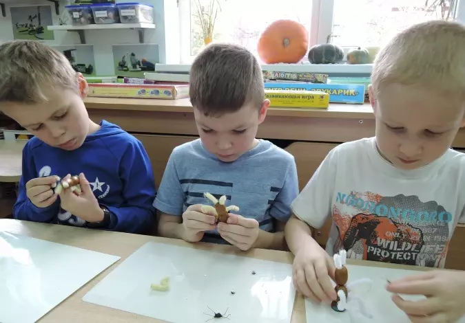 Käsityöt muovi- ja tammenterhoista (47 kuvaa): Kuinka tehdä sieniä lapsille, joilla on oma kätensä? Mitä eläinluvut voit tehdä? Owl-mallinnus, muut käsityöt 26624_18